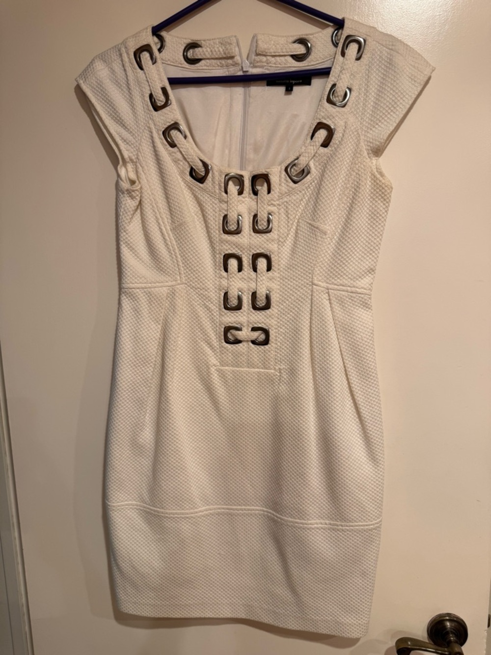 Nanette Lepore Ivory Mini Dress with Grommet Trim